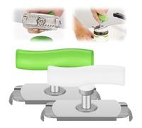 Abrelatas Manual Acero Inoxidable, Abrebotellas Ajustable Abridor de Tarrosabrelatas, Abrelatas para Personas Mayores, Abridor de Botes para Personas con Poca Fuerza en las Manos (verde+blanco)