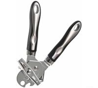 Abrelatas manual de acero inoxidable con imán de seguridad para evitar la tapa, agarre ergonómico cómodo y abrebotellas añadido para uso en cocina (uno)