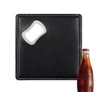 Abrelatas manual - Herramienta portátil robusta de acero inoxidable de 9,7 x 9,7 cm con mango de cuero PU | Tarro multifunción y abridor de botellas, diseño de posavasos cuadrado para cerveza, bebidas