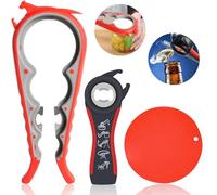 Abrelatas Profesional Manual, 2 piezas Abridor de Tarros, Latas, Botellas 5 en 1 y 4 en 1 Multifunción para Ancianos y Manos Débiles y Sufridores de Artritis