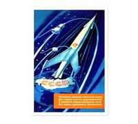 Abrid el Camino hacia los Mundos Estampas de Arte Soviético,Impresos de Imágenes de Propaganda Unión Soviética,Cartel en Lienzo Vintage Carrera Espacial,Cuadro Decorativo para Dormitorio,Sin Marco