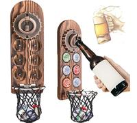 Abridor Cerveza Pared con Imanes Nevera, Abridor Magnético de Madera Retro, Abrebotellas Cerveza con Colector Tapa Botella, Regalos Originales Hombre para Papá, Esposo, Amigos y Colegas (Estilo 6)
