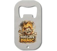 Abridor de botellas de acero inoxidable con ilustración Raging Clock on Fire, color plateado