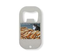 Abridor de botellas de acero inoxidable con texto en inglés "I Have All The Hotdogs but Still Empty Inside Funny Meme Cat", color plateado