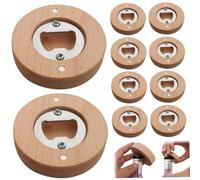 Abridor de botellas magnético, 10 piezas de bambú de forma redonda, abridor de botellas de cerveza, imanes para nevera, imán de 2, 4x2, 4 pulgadas, pegatina para refrigerador, decoración de barra