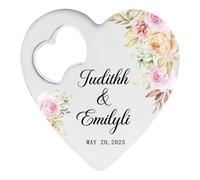 Abridor de botellas personalizado con nombre de pareja, fecha, recuerdo de | Abridor de botellas de acero inoxidable personalizado con estampado de flores para bodas, bautizos, baby showers