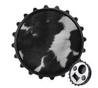 Abridor de botellas redondo con diseño de piel de vaca en blanco y negro, imanes para nevera, bebidas, cerveza, abrebotellas magnético para nevera, cocina, oficina