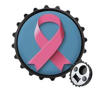 Abridor de botellas redondo con símbolo de concienciación sobre el cáncer, con cinta rosa en azul, imanes para nevera, bebidas, cerveza, abridor magnético para nevera, cocina, oficina