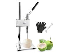 Abridor de coco manual, perforadora vertical de coco con mango antideslizante, altura ajustable, kit de apertura de nuez de coco joven/tierno