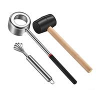 Abridor de Cocos para profesional con Martillo de Goma, para herramienta para acero Inoxidable para Abrir Coco Tierno para fácil y Seguro, Kit Raspador Included, para ideal Cocina y Playa