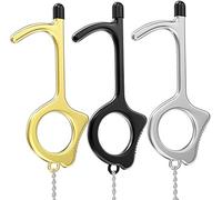 Abridor de Puerta sin Contacto de 3 Piezas, Gancho Ergonómico EDC, Herramienta de Seguridad sin Llave para Superficies Públicas, Pantallas Táctiles, Cajeros Automáticos