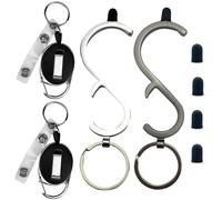 Abridor de puerta sin contacto, llave sin contacto, con mosquetón retráctil, sin contacto, para manija de puerta pública al aire libre, pantalla táctil (negro)