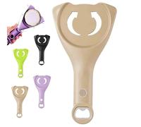 Abridor de tarros 3 en 1, removedor de tapa de acero inoxidable ajustable multifunción con agarre antideslizante, ideal para personas mayores, abrelatas y botellas (caqui)