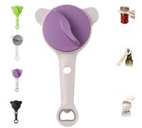 Abridor de tarros multiusos 4 en 1, abrebotellas y tarros retráctiles multifuncionales ajustables, herramientas de tapa de varios tamaños para latas, botellas de vino (morado, talla única)