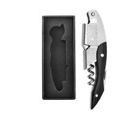 Abridor de vino 3 en 1, robusto, de acero inoxidable y palisandro, sacacorchos profesional para botellas de vino, acero inoxidable resistente, mango de madera auténtica con cortador de láminas