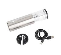 Abridor de vino eléctrico Sacacorchos recargable por USB con luz LED y cortador de papel de aluminio para botellas de vino Acero inoxidable Plata 389g