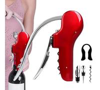 Abridor de vino manual, juego de sacacorchos de vino | Juego de sacacorchos de camarero de metal 5X - Abrebotellas Quic en forma de para el hogar con cortador, verter vino, tapón de vino al