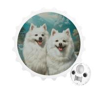 Abridor magnético de botellas de cerveza con diseño de perros esquimales americanos para decoración de refrigerador, estilo blanco