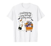 Abriéndome Paso a Mano en la Tienda de artesanía de Halloween de Spooky Season Camiseta gráfica económica, Hombre, Blanco, L