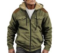 Abrigo acolchado cálido de invierno para hombre, parka, suéter de combinación de colores sólidos con bolsillo marrón, chaqueta de algodón para exteriores, trabajo, caminar, senderismo y vacaciones