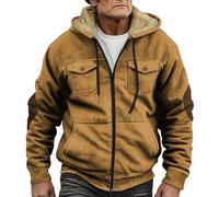 Abrigo acolchado cálido de invierno para hombre, parka, suéter de combinación de colores sólidos con bolsillo marrón, chaqueta de algodón para exteriores, trabajo, caminar, senderismo y vacaciones