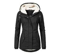 Abrigo Anorak Mujer Invierno Con Capucha Y Cuello De Falso Piel, Chaqueta Acolchada Manga Larga, Longitud Media (Sí (gorra),M)