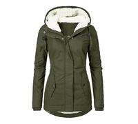 Abrigo Anorak Mujer Invierno Con Capucha Y Cuello De Falso Piel, Chaqueta Acolchada Manga Larga, Longitud Media (Verde Militar (Capitán),XXL)