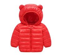 Abrigo Bebe Niña, Abrigos Plumifero Niño con Capucha Y Orejas, Chaqueta Bebé Invierno con Cremallera, Cazadora Niños Color Sólido, Ligero Ropa de Abrigo para Niño, Traje Plumas Cálido Infantil