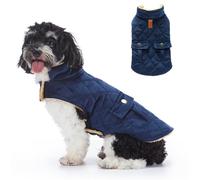Abrigo cálido de invierno para perro con agujeros de tracción, chaqueta resistente al viento para mascotas, chaleco de algodón para cachorros, perros pequeños y medianos_S (estilo 1: azul oscuro)