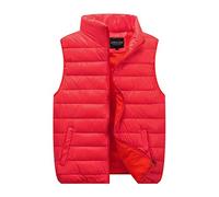Abrigo casual unisex Chaqueta Chaleco sólido con cremallera Chaqueta sin mangas suelta Abrigo, rojo, L