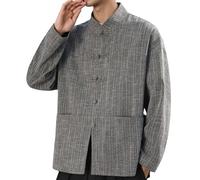 Abrigo Chino de Kung Fu Tai Chi para Hombres, Camisa de Manga Larga, Cuello Alto, Abotonado, Casual, para Primavera, otoño, Uso Diario