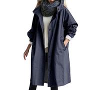 Abrigo con capucha de longitud midi para mujer, elegante, con bolsillos, abrigo de sastre de invierno salvaje, chaquetas de estilo oversize con botones y cordón para mujer, abrigos al aire libre de