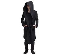 Abrigo con capucha para hombre, sudadera gótica con cremallera y bolsillos, sudadera con capucha y bolsillos al frente abierto, estilo gótico, chaqueta de color sólido, sudadera larga con capucha para