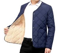 Abrigo corto de algodón para hombre, talla grande, forro polar grueso, chaqueta de invierno cálida para hombres grandes y altos, chaqueta de invierno para hombre, azul, XL