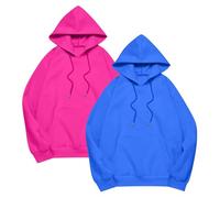 Abrigo corto de manga larga para mujer de media temporada, gran tamaño, 2 sudaderas casuales, sudaderas, con capucha, abrigos, color liso, 2 unidades, azul oscuro, L
