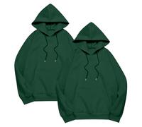 Abrigo corto de manga larga para mujer de media temporada, gran tamaño, 2 sudaderas casuales, sudaderas, con capucha, abrigos, color liso, 2 unidades, Blackish Green, S