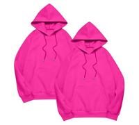 Abrigo corto de manga larga para mujer de media temporada, gran tamaño, 2 sudaderas casuales, sudaderas, con capucha, abrigos, color liso, 2 unidades, rosa brillante, 5XL