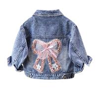 Abrigo corto de manga larga para mujer Grls de dibujos animados lindo top vaquero chaqueta chaleco acolchado, Rosa., 8-9 años