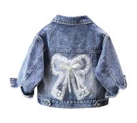 Abrigo corto de manga larga para mujer Grls de dibujos animados lindo top vaquero chaqueta chaleco acolchado, Blanco, 9-10 años