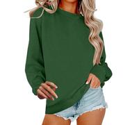 Abrigo corto de manga larga sudadera para mujer Oversize Sudadera de gran tamaño Sudaderas Cuello redondo Abrigo Color sólido Abrigos Casual Ropa Hogar Loungewear Bajo Sudadera Diario Top, verde, XXL