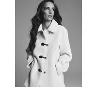 Abrigo corto de piel sintética marfil mujer 38