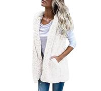 Abrigo Cuello Invierno Cálido Sudadera con Capucha Outwear Abrigo Casual Chaqueta Abrigo Gris, Color blanco., L
