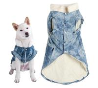 Abrigo de algodón para Perros de otoño e Invierno, Ropa Abrigada y Suave en Color Azul para Mascotas, Chaqueta cálida y cómoda de Estilo Occidental con puños Anchos para Razas (XS)