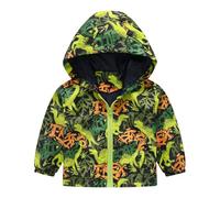 Abrigo de bebé niño niño niña dibujos animados estampado casual ligero abrigo con capucha chaqueta a prueba de viento cremallera Outwear un nuevo azul, Verde militar., 3-4 años