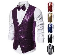 Abrigo de cintura brillante para hombre, chaleco de lentejuelas para hombre, estilo clásico, elegante, con lazo, para fiesta, boda, moda, ajustado, carnaval, disfraces, casual, cómodo, negocios