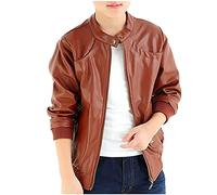 Abrigo de cuello alto de moda Moto Chaqueta cálida y suave de manga larga sólido abrigo moderno esquí alpino, marrón, 3-4 años