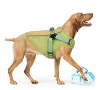 Abrigo de enfriamiento para perro con arnés incorporado, chaqueta refrescante transpirable con tiras reflectantes, abrigo de arnés de verano con protección solar para perros que no soportan bien el