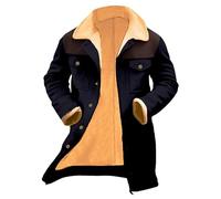 Abrigo de entretiempo para hombre con forro largo, chaqueta de ante para hombre, chaqueta térmica de invierno, chaqueta de tiempo libre, abrigo de forro polar cálido, cómodo, multibolsillos, abrigo de