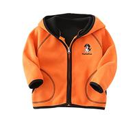 Abrigo de forro polar de invierno de manga larga para niños pequeños con estampado de perro de dibujos animados chaqueta con cremallera para abrigos gruesos y cálidos, naranja, 12-18 meses