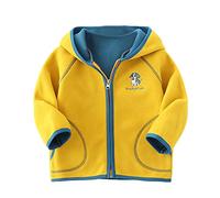 Abrigo de forro polar de invierno de manga larga para niños pequeños con estampado de perro de dibujos animados chaqueta con cremallera para abrigos gruesos y cálidos, amarillo, 7-8 años